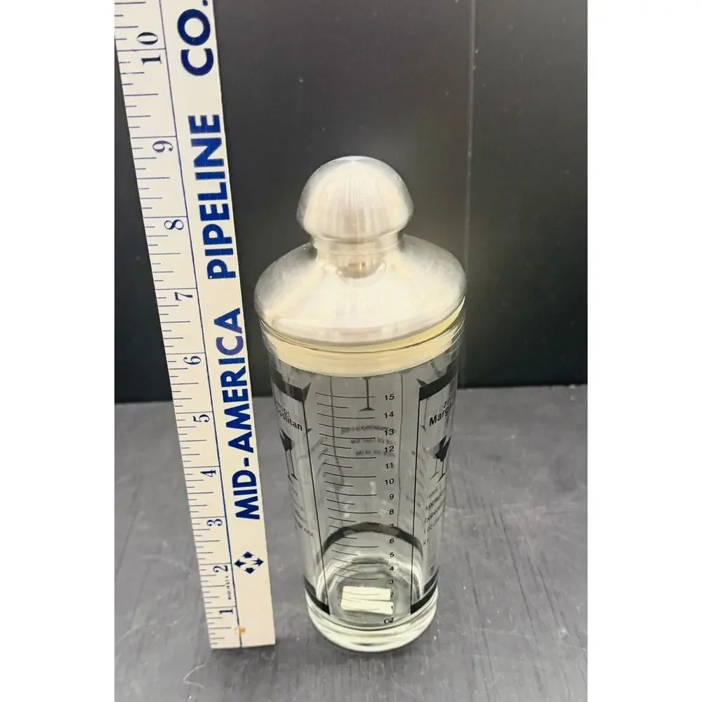 15 oz Glass Cocktail Martini Shaker Drink Mixer With Classic Recipes Metal Top